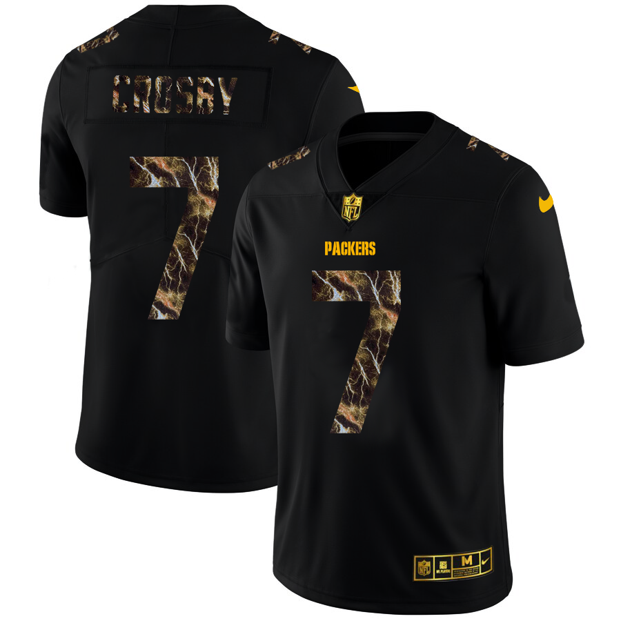 2020 Green Bay Packers #7 Mason Crosby Men Black Nike Flocked Lightning Vapor Limited NFL Jersey->los angeles chargers->NFL Jersey